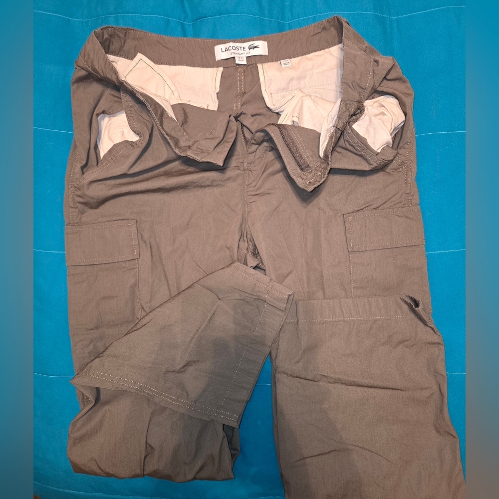 Lacoste Olive Green Cargo Trousers Straigth Fit